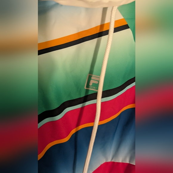 Fila Sports Windbreaker Jacket Retro 90's Y2K Style Colorful Hoodie Full Zip XL - Picture 4 of 14